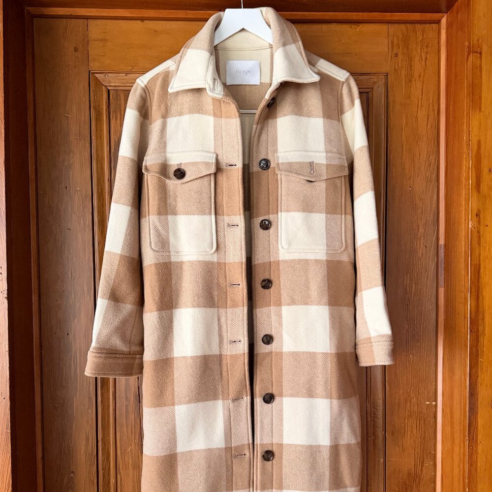 Hugo Boss Checkered Plaid Coat - Monochrome Apres Ski NWOT